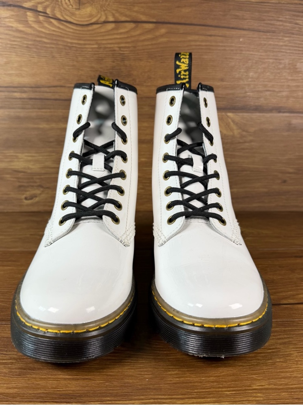 Dr. Martens White Zavala Combat Boots Lace Up Size 7 Women’s Shoes - Picture 6 of 10